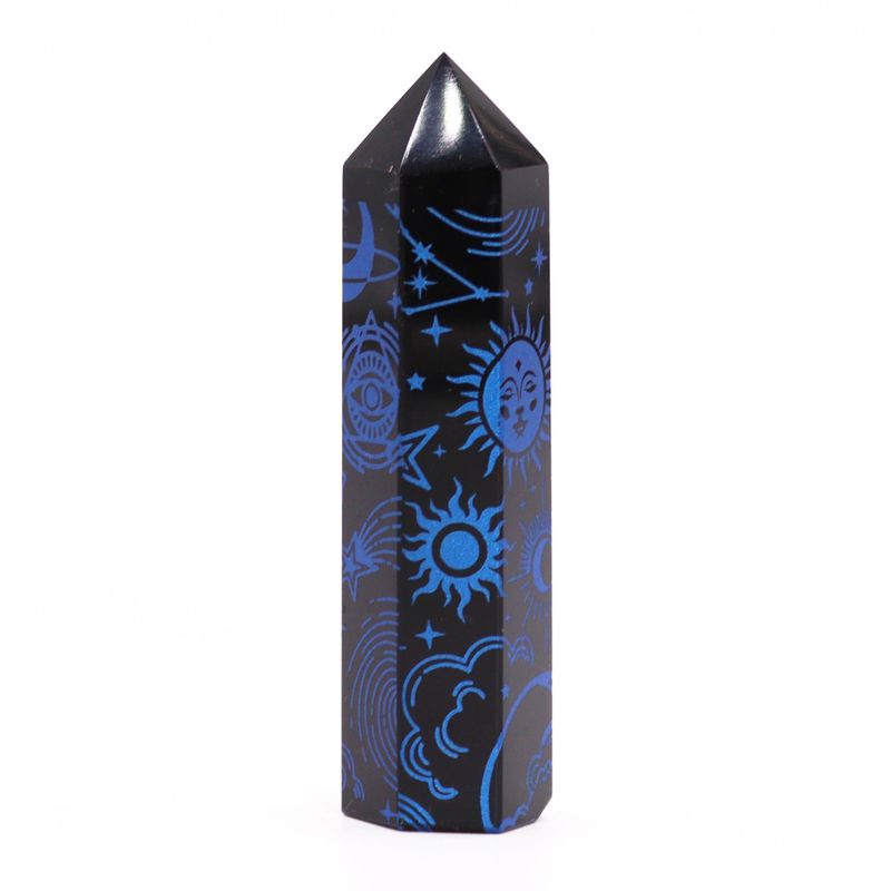 Pointe d'Obsidienne Noire (environ 60-70 g 9 cm) - Histoire Mystique - Bleu Nuit