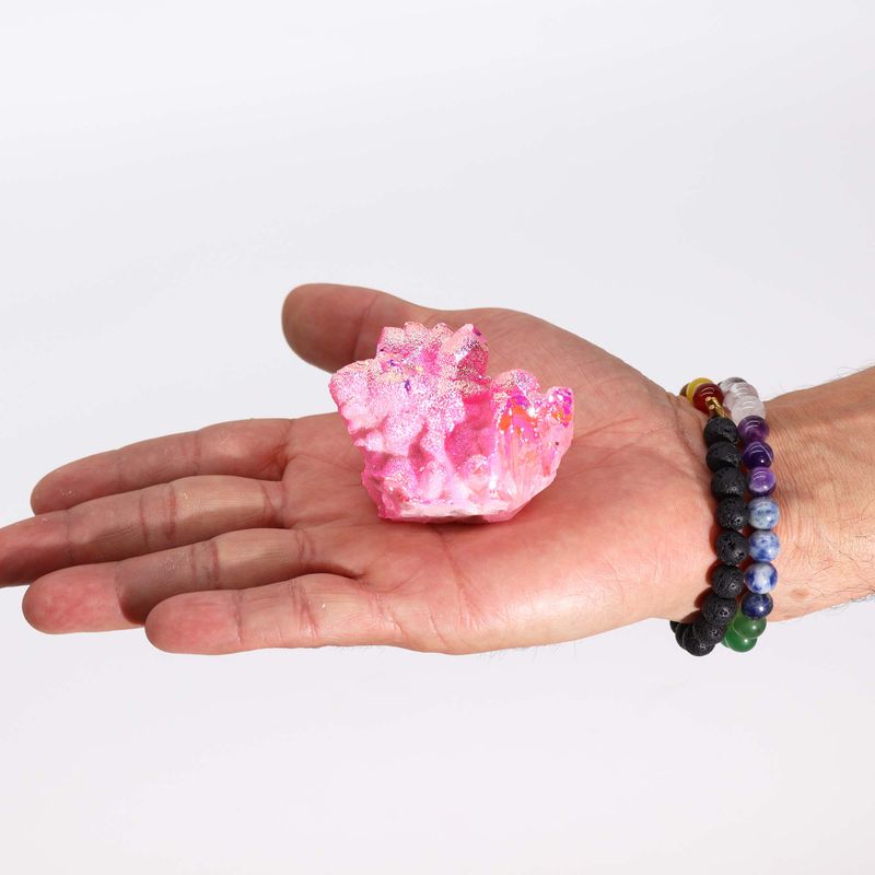 Aura Rose Halo Quartz - Quartz Naturel Amélioré Moyen - (environ 100-150 g 7-10 cm)