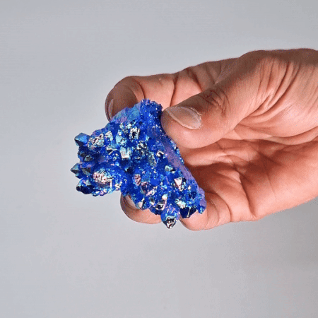 Aura Aqua Halo Quartz - Quartz Naturel Amélioré Moyen - (environ 100-150 g 7-10 cm)