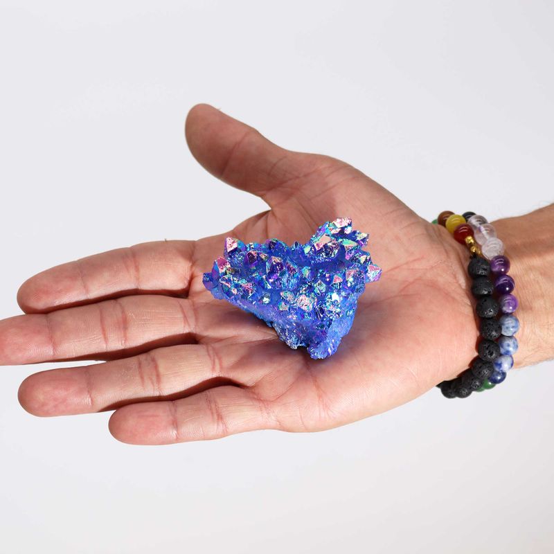 Aura Aqua Halo Quartz - Quartz Naturel Amélioré Moyen - (environ 100-150 g 7-10 cm)