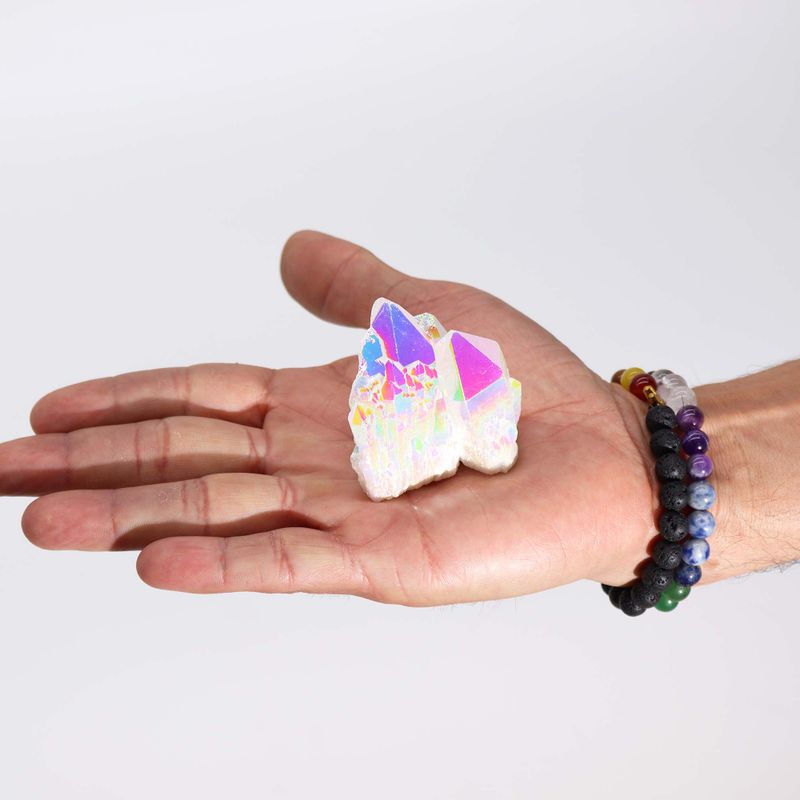 Aura Angel Quartz - Quartz Naturel Amélioré Moyen -  (environ 100-150 g 7-10 cm)