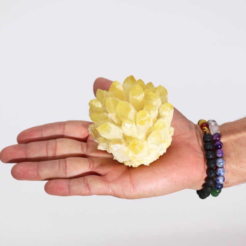 Quartz Fantôme Jaune -Amas de Quartz Naturel Fabriqué – (environ 250-300 g 8 cm)