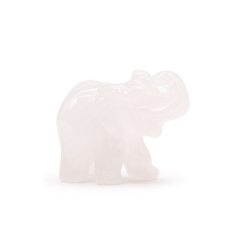 Éléphant Porte-Bonheur Pierre Précieuse  - Quartz rose 50x35x25mm