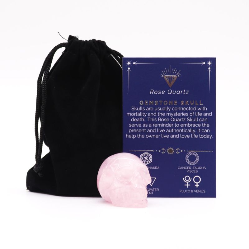 Petit Crâne en Pierres Précieuses - Quartz Rose - 40x30x28mm