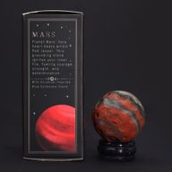 Planète en Jaspe Rouge sur Support en Pierre Goldstone - 40mm (support 30x15mm)