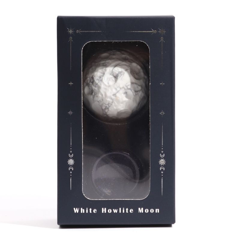 Planète en Howlite Blanche sur Support en Pierre Goldstone - 40mm (support 30x15mm)