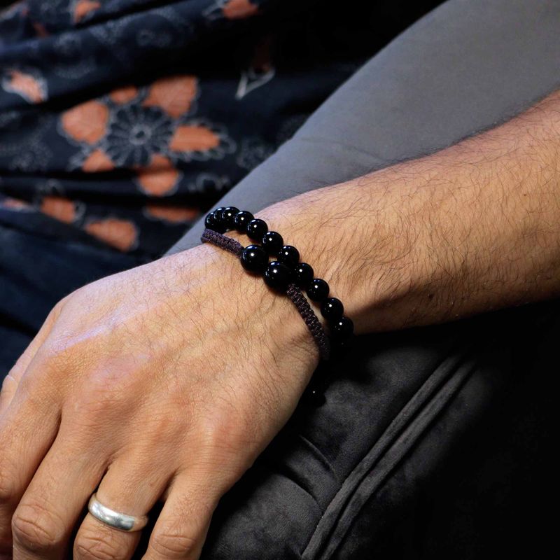 Bracelets Double Puissance avec Pierres Précieuses - Agate Noire