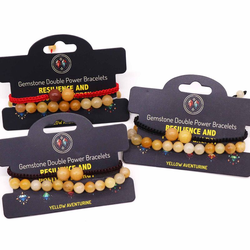 Bracelets Double Puissance avec Pierres Précieuses - Aventurine Jaune