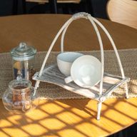 Support à Thé en Feuille de Cocotier - Blanc Délavé