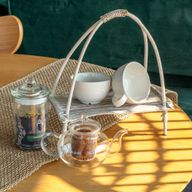 Support à Thé en Feuille de Cocotier - Blanc Délavé