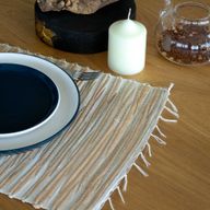 Set de Table en Jacinthe d'eau - Tigré Naturel avec Frange