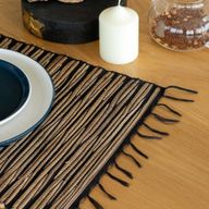 Set de Table en Jacinthe d'eau - Tigré Noir avec Frange
