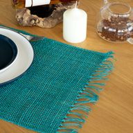 Set de Table à Franges en Jonc de Mer - Turquoise