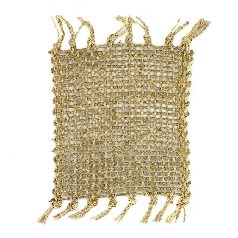 Dessous de Verre Naturel à Franges en Jonc de Mer - Naturel
