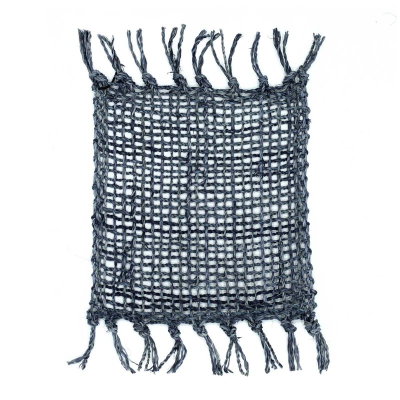 Dessous de Verre Naturel à Franges en Jonc de Mer - Charbon