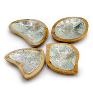 Lot de 4 Mini-Bols en Teck avec Décor de Coquillages (assortis)