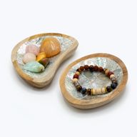 Lot de 4 Mini-Bols en Teck avec Décor de Coquillages (assortis)