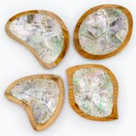Lot de 4 Mini-Bols en Teck avec Décor de Coquillages (assortis)