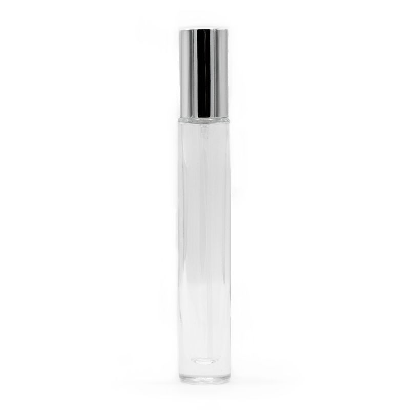 Flacon Rond Haut et Fin de 10 ml - Vaporisateur et Bouchon Argentés