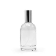 Flacon Rond Épais de 50 ml - Vaporisateur et Bouchon argentés