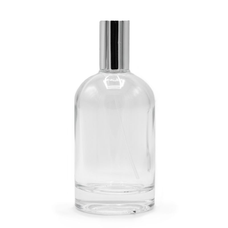 Flacon Rond Épais de 100 ml - Vaporisateur et Bouchon Argentés