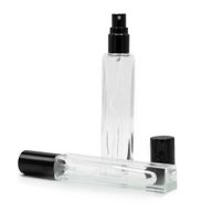 Flacon Carré Haut et Fin de 10 ml - Vaporisateur et Bouchon Noirs
