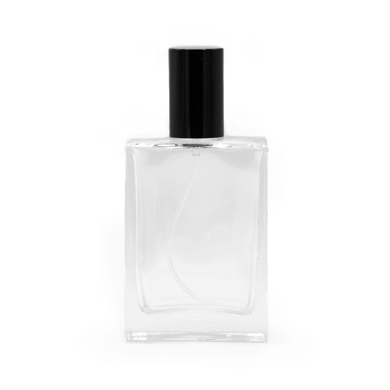 Flacon Épais Carré de 50 ml - Vaporisateur et Bouchon Noirs
