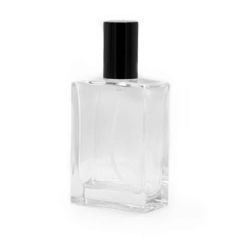 Flacon Épais Carré de 50 ml - Vaporisateur et Bouchon Noirs