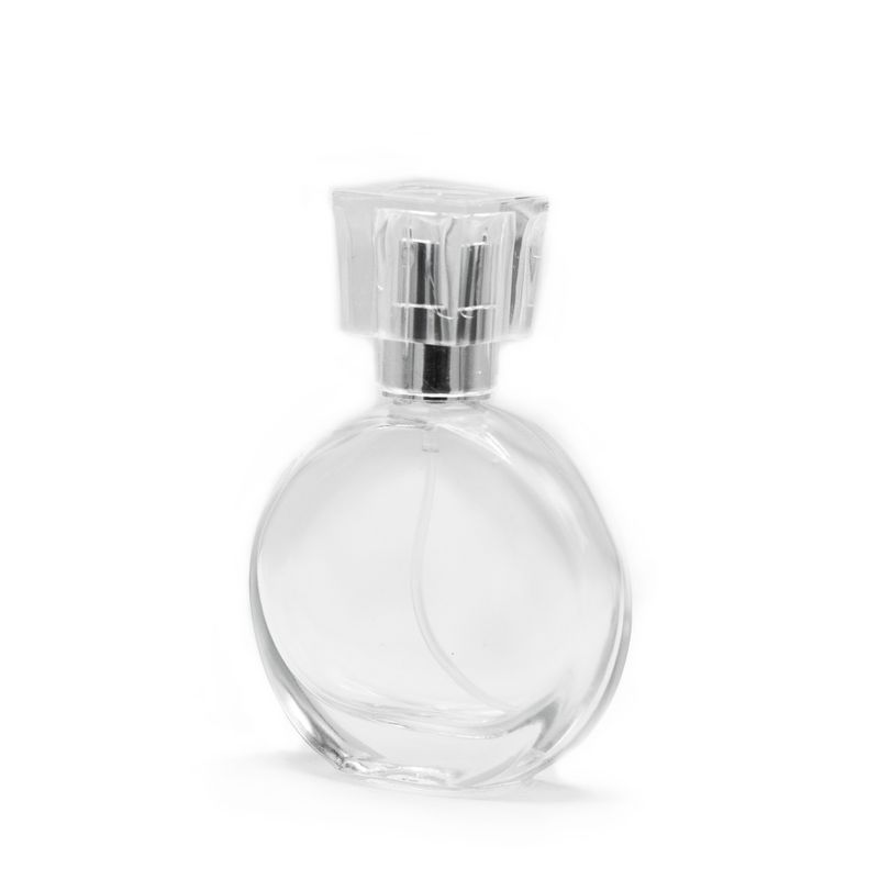 Flacon Ovale de 30 ml - Spray Argenté et Bouchon en Cristal