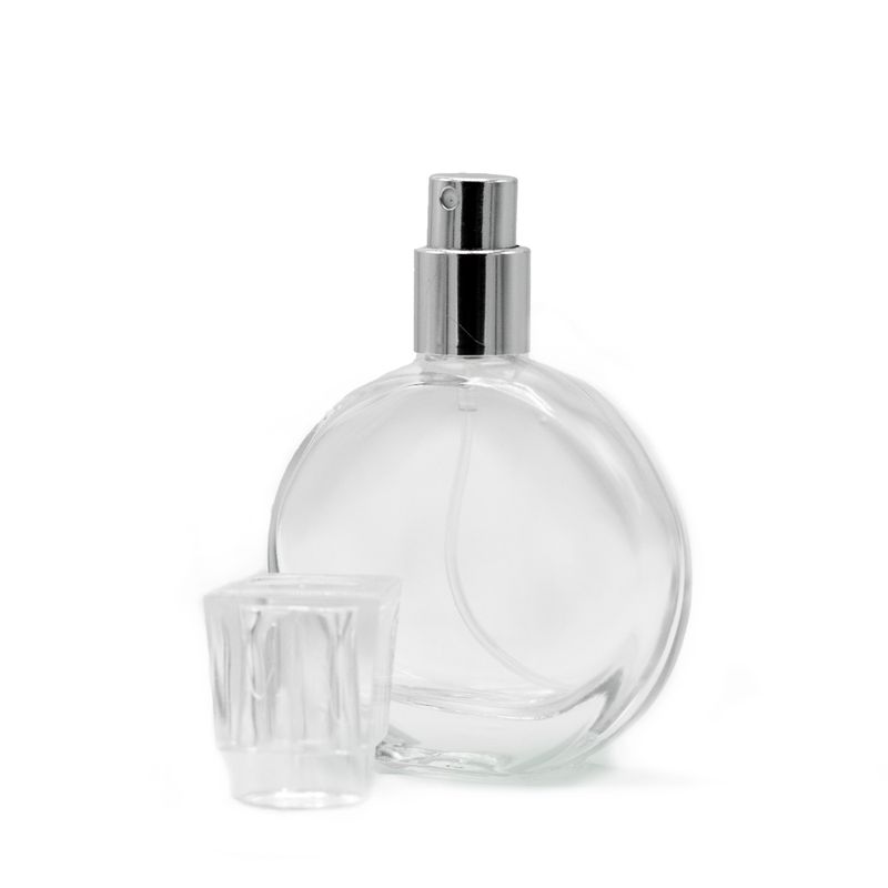 Flacon Ovale de 30 ml - Spray Argenté et Bouchon en Cristal