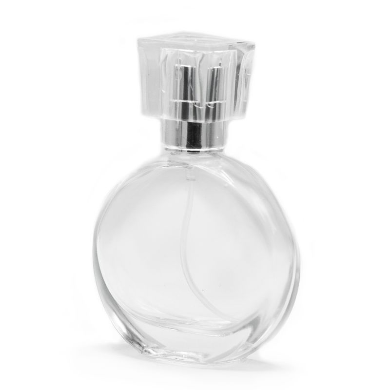 Flacon Ovale de 50 ml - Spray Argenté et Bouchon en Cristal