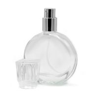 Flacon Ovale de 50 ml - Spray Argenté et Bouchon en Cristal
