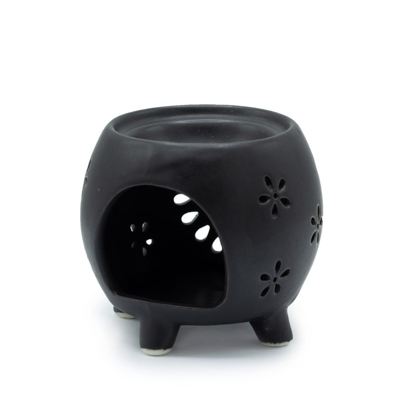 Brûleur à Huile Pot de Fleurs - Noir Mat