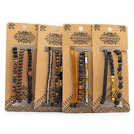 Ensembles de Bracelets Premium pour Hommes - Noir et Beige (assorti)