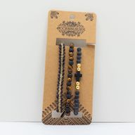 Ensembles de Bracelets Premium pour Hommes - Noir et Beige (assorti)