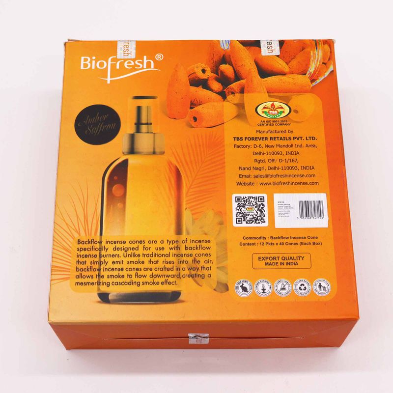 Cônes d'Encens à Reflux Biofresh (40 cônes) - Ambre Safran