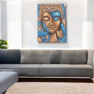 Peinture Bouddha – Fleur Bronze & Bleue