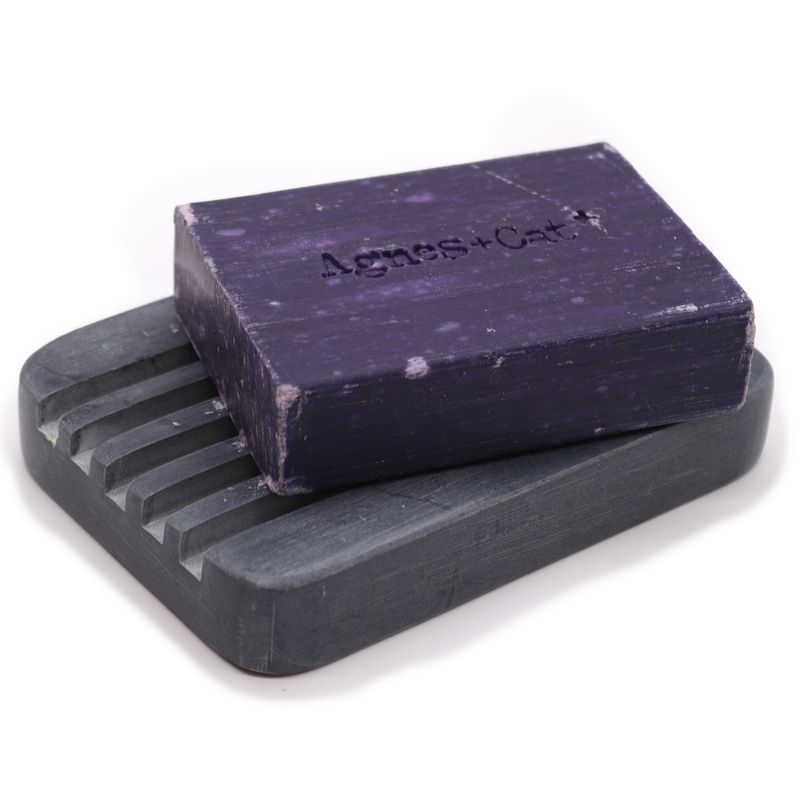 Porte-Savon en Pierre Ollaire Grise 12x8,5 cm - Côtes Prononcées