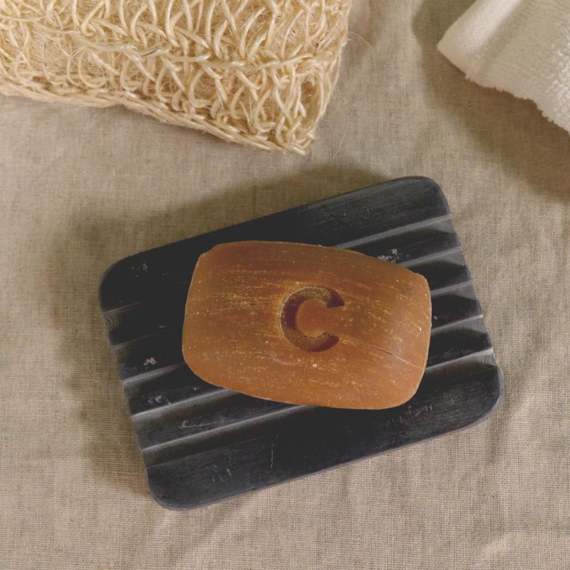 Porte-Savon en Pierre Ollaire Grise 12x8,5 cm - Côtes Prononcées