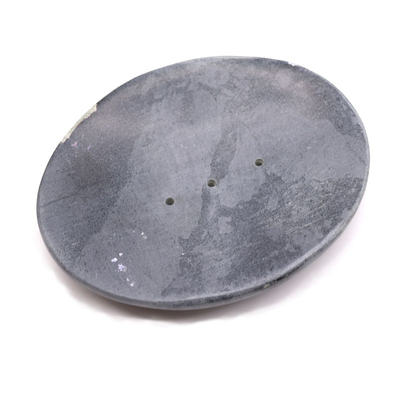 Porte-Savon en Pierre Ollaire Grise 10x12cm - Ovale Classique