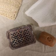 Porte-Savon et Égouttoir en Pierre Ollaire 11x8cm - Classique