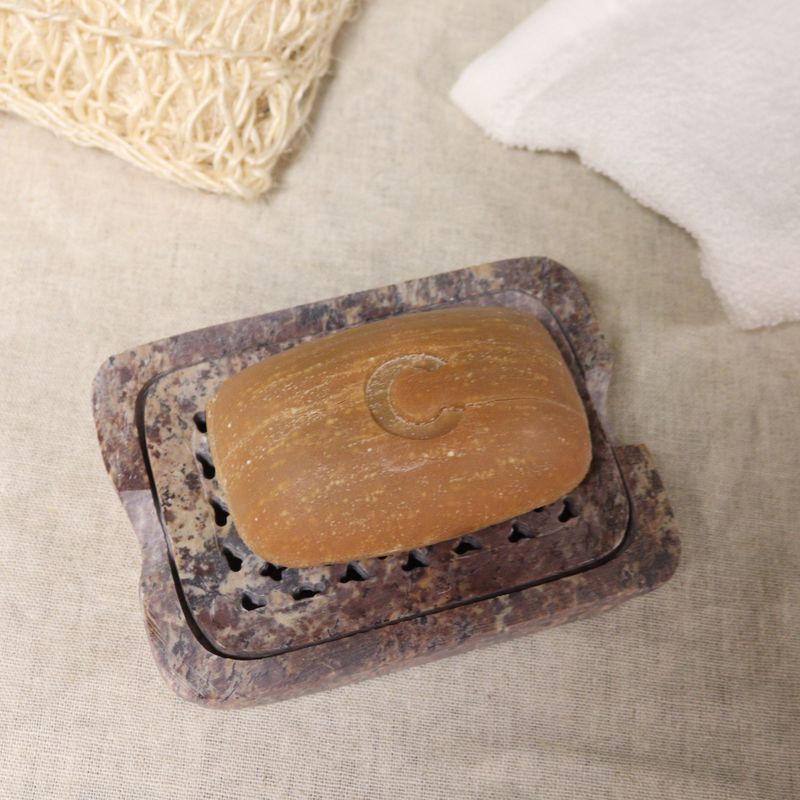 Porte-Savon et Égouttoir en Pierre Ollaire 11x8cm - Classique