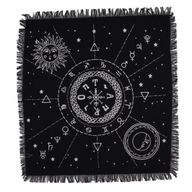 Nappe d'Autel Ésotérique à Franges - Carte Lune et Soleil