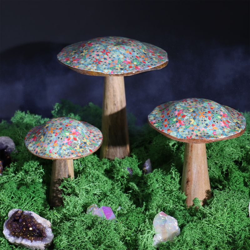 Champignon Moyen - 15 cm - Motif de Carreaux Méditerranéens