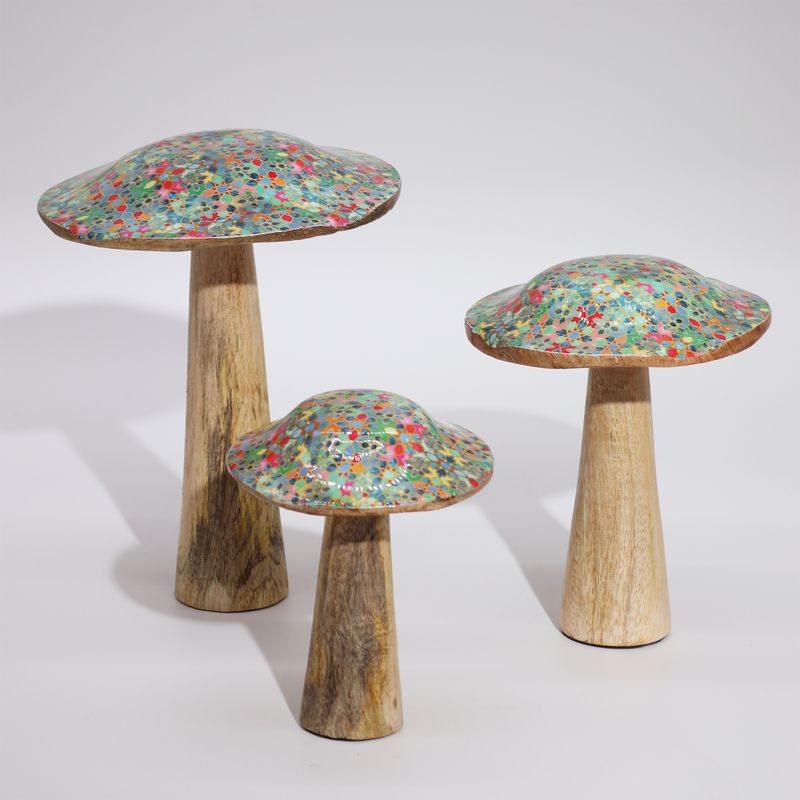 Champignon Moyen - 15 cm - Motif de Carreaux Méditerranéens
