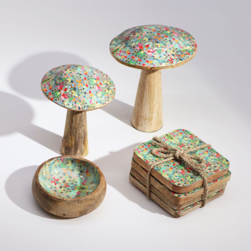 Champignon Moyen - 15 cm - Motif de Carreaux Méditerranéens