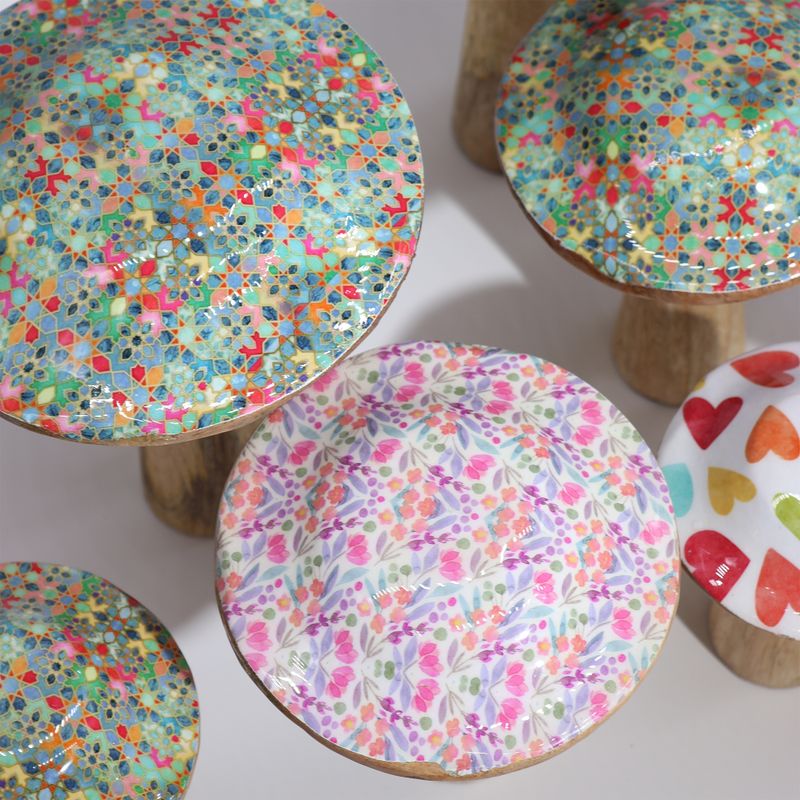 Champignon Moyen  -  15cm -  Motif Floral