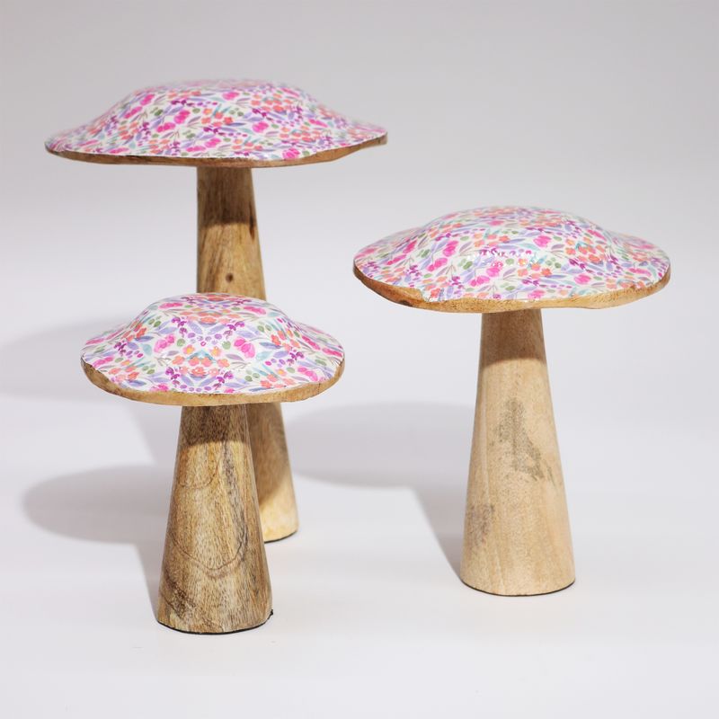 Champignon Moyen  -  15cm -  Motif Floral