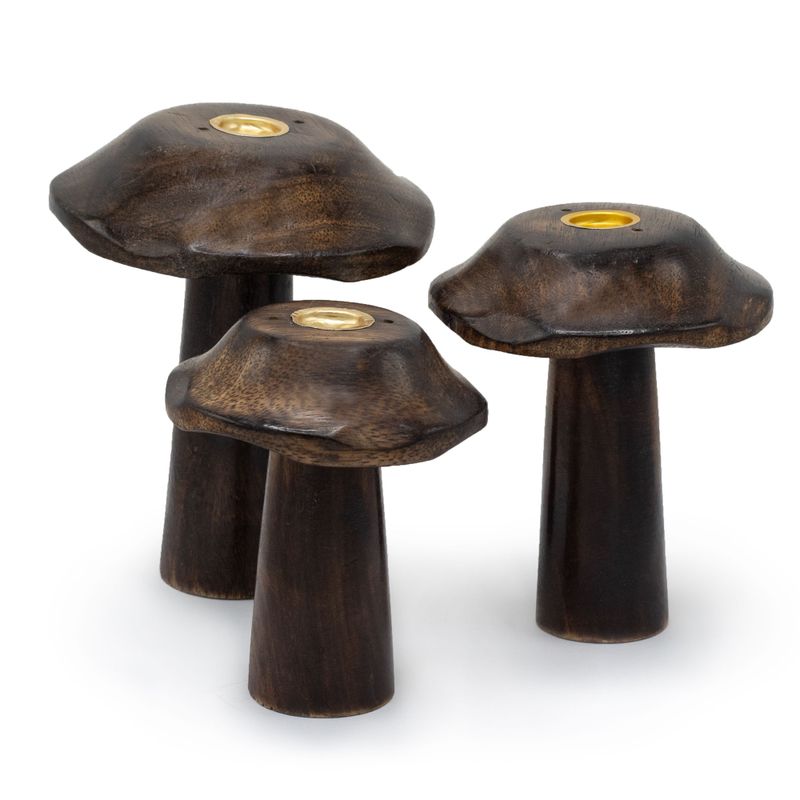 Lot de 3 Porte-Cônes d'Encens Plats Champignons (13cm 12cm 11cm)