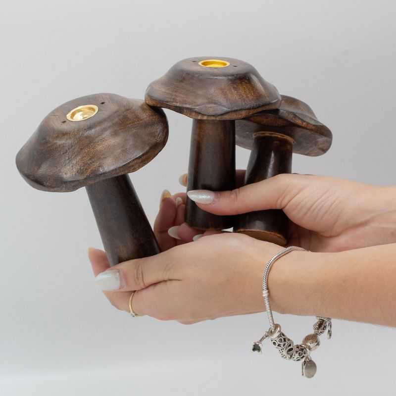 Lot de 3 Porte-Cônes d'Encens Plats Champignons (13cm 12cm 11cm)